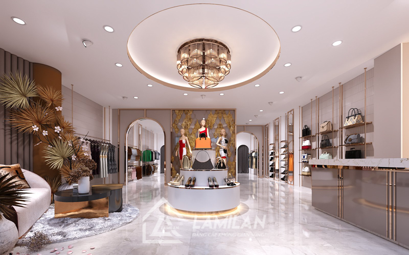 Thiết kế Shop thời trang với sự bố trí gương đẹp