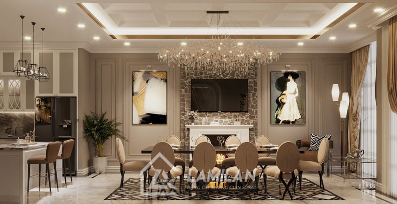 Các đường nét trong nội thất Tân Cổ Điển được tiết chế