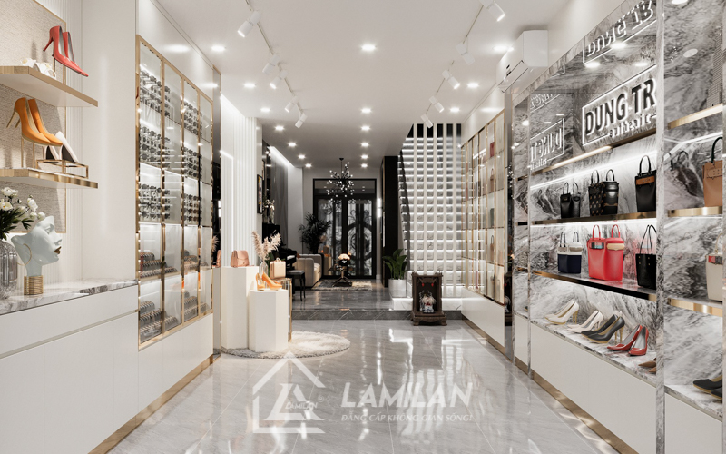 Thiết kế nội thất Shop thời trang nữ hài hoà