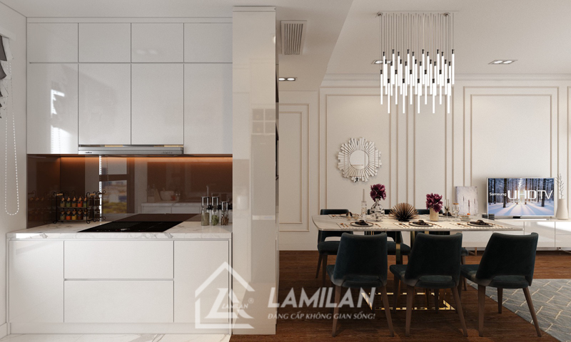 Thiết kế phòng khách liền bếp