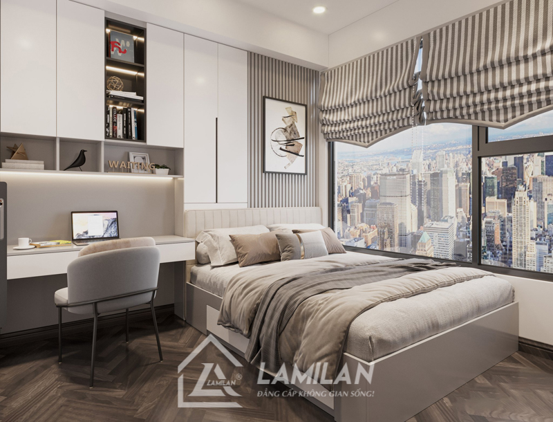 Thiết kế căn hộ chung cư 50m2 2 phòng ngủ 