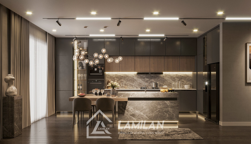 Thiết kế bếp không có tủ trên