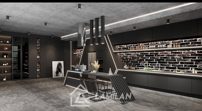 Thiết kế bếp không có tủ trên