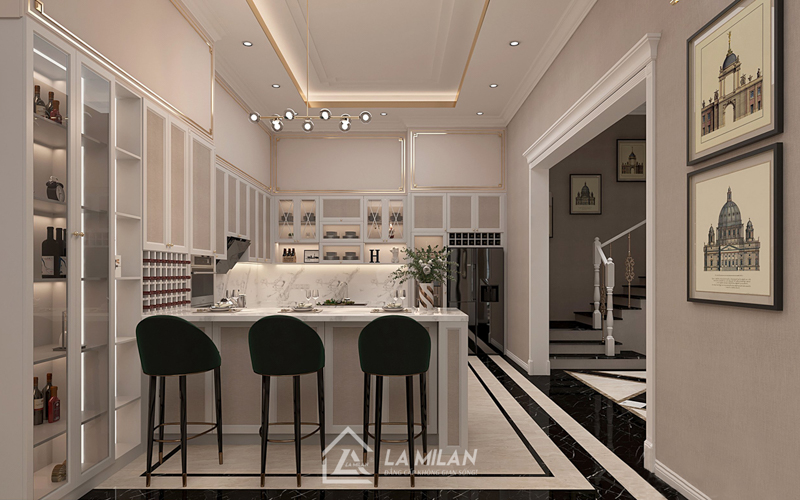 Thiết kế bếp không có tủ trên