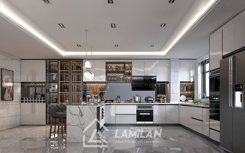 Thiết kế bếp không có tủ trên