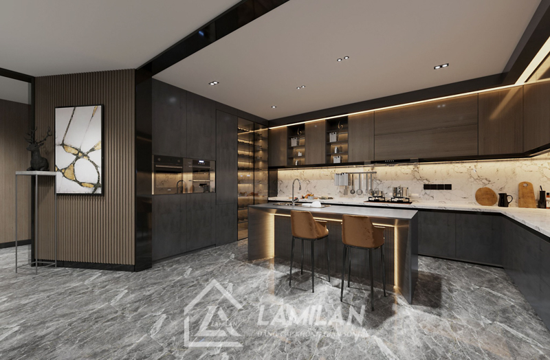 Thiết kế bếp không có tủ trên