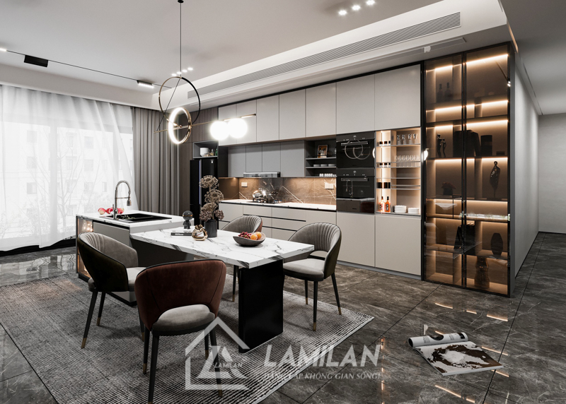 Thiết kế bếp không có tủ trên