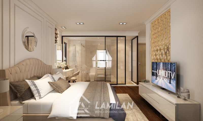 Thiết kế phòng ngủ 20m2 có toilet