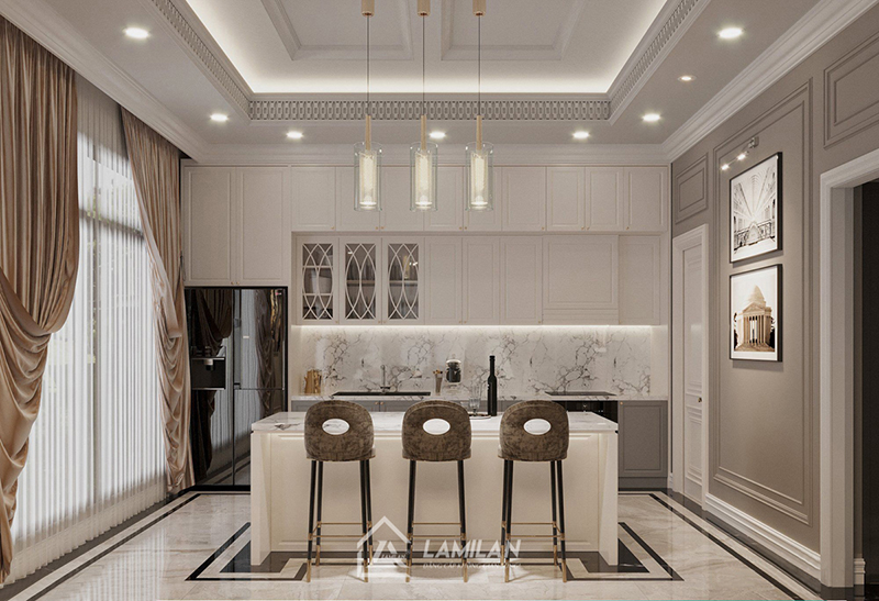 Thiết kế nội thất nhà bếp thông thoáng, sạch sẽ