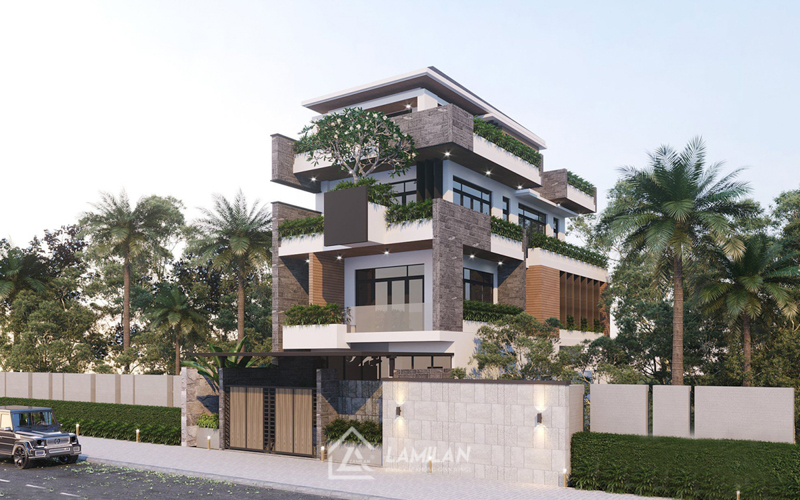Thiết kế biệt thự lệch tầng phong cách hiện đại
