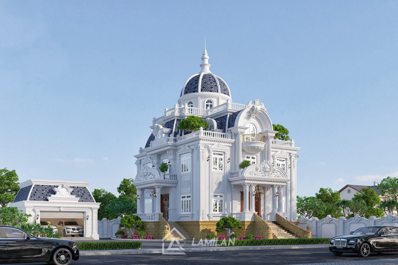 Mẫu thiết kế biệt thự Tân Cổ Điển chú trọng đường nét, hoa văn