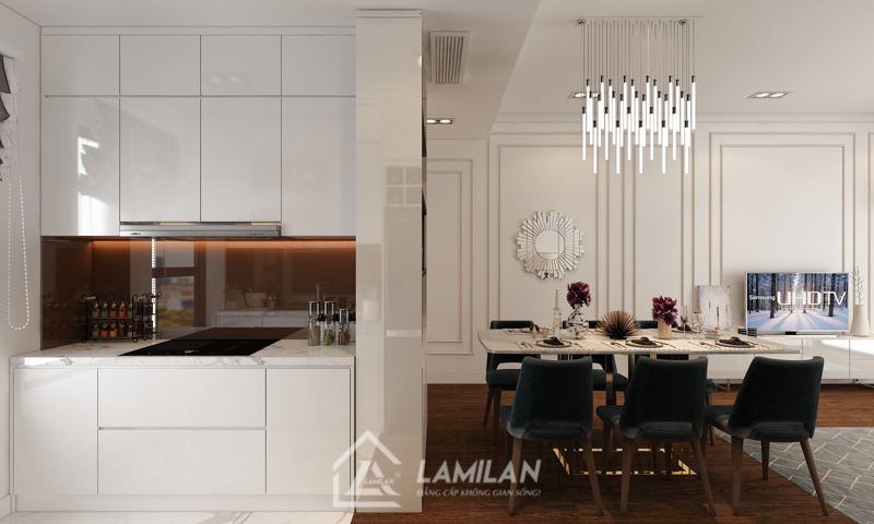Thiết kế phòng bếp nhà phố 3 tầng 5x18