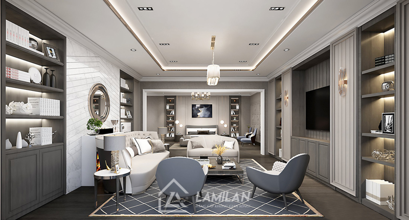 Thiết kế phòng khách biệt thự đơn giản