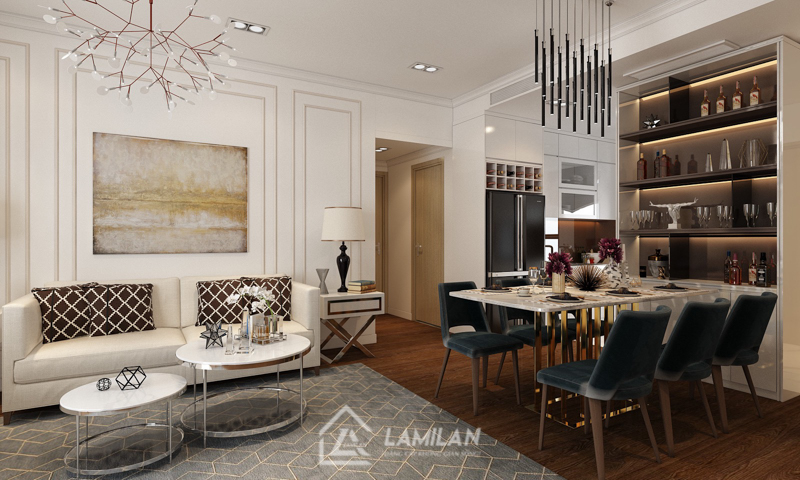 Thiết kế phòng bếp nối liền phòng khách