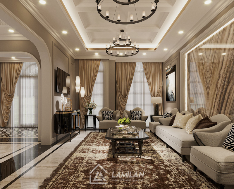 Thiết kế phòng khách nhà phố đẹp, tiện nghi