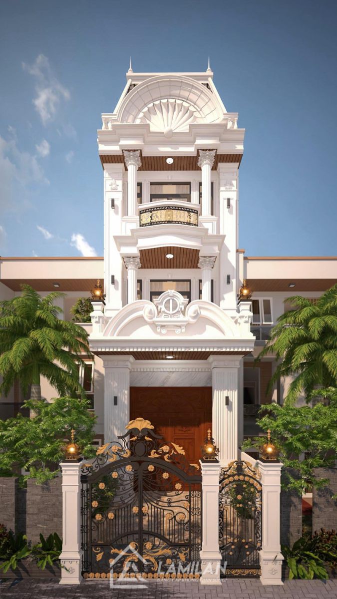 Thiết kế cổng nhà phố 5m đẹp