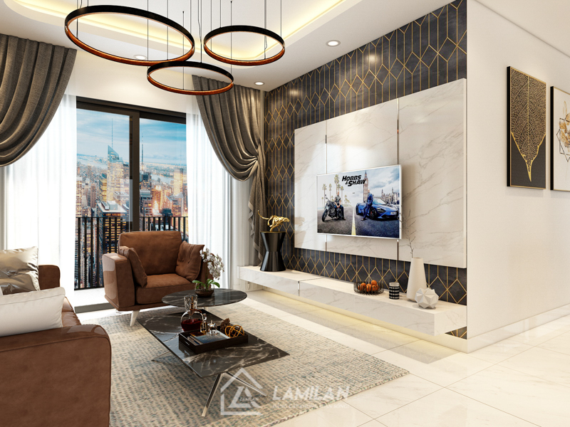 Thiết kế căn hộ chung cư 45m2 2 phòng ngủ