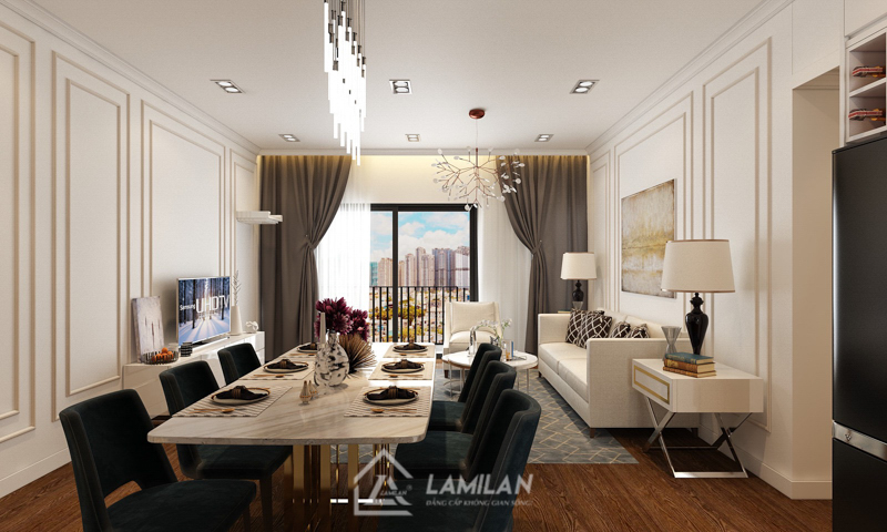 Thiết kế căn hộ chung cư 45m2 2 phòng ngủ