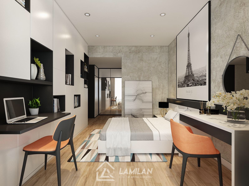 Thiết kế căn hộ chung cư 45m2 2 phòng ngủ