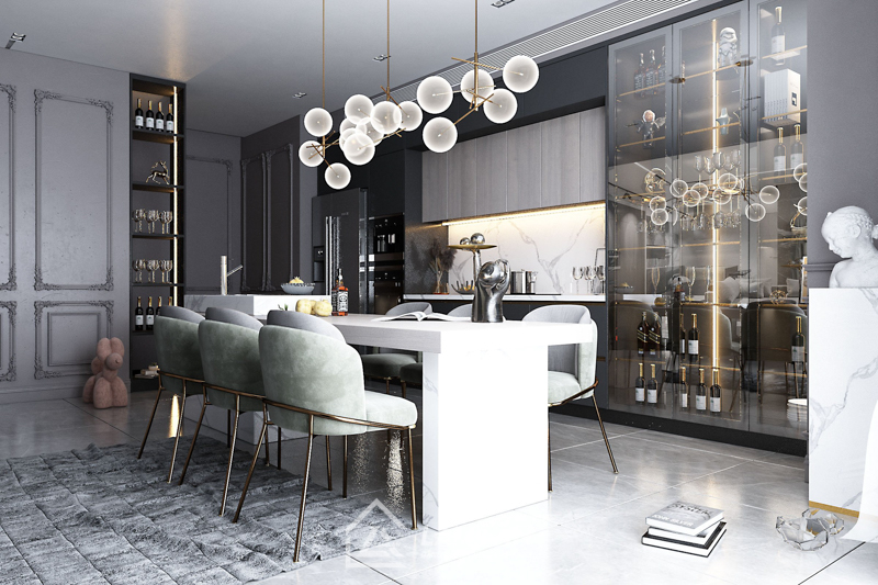 Thiết kế căn hộ chung cư 70m2 2 phòng ngủ