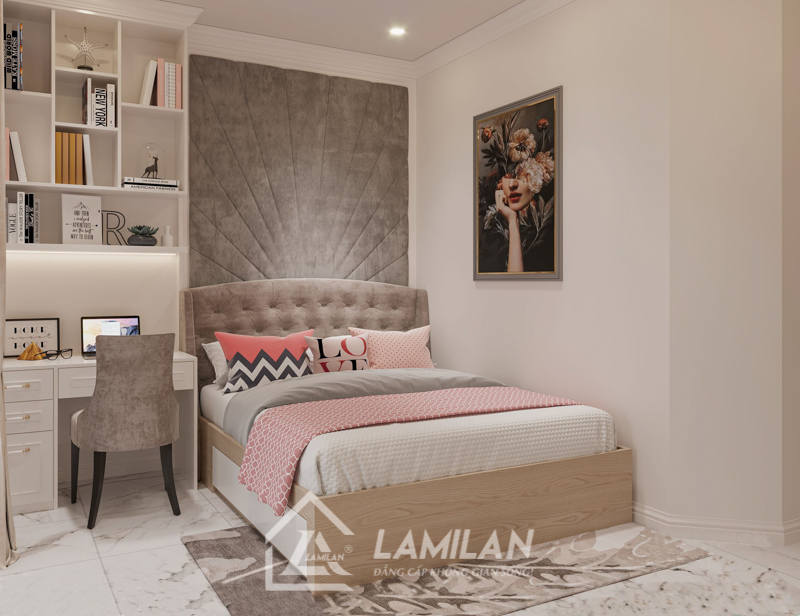 Thiết kế nội thất căn hộ 50m2 2 phòng ngủ