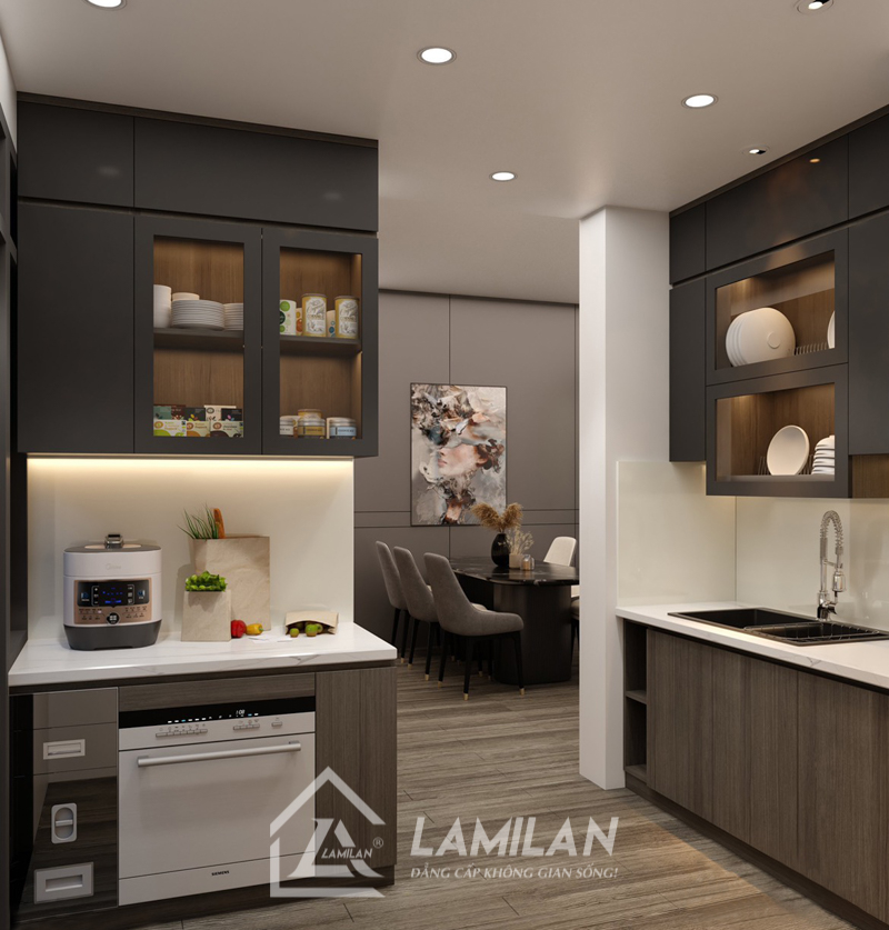 Nhược điểm của tủ bếp bê tông ốp gỗ