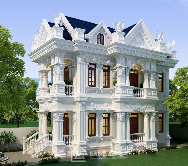 Thiết kế biệt thự 2 tầng 80m2 Tân Cổ Điển