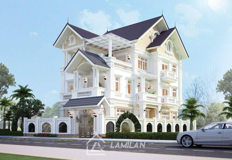 Thiết kế nhà phố 2 tầng mái Thái đẹp