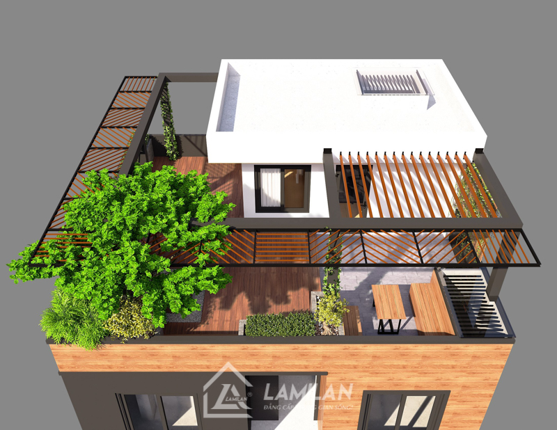 Thiết kế nhà phố 3 tầng Bán Cổ Điển 1 tum