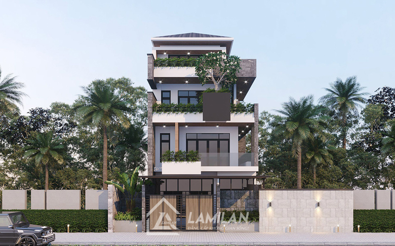 Mẫu thiết kế biệt thự phố hiện đại lượt bỏ các chi tiết cầu kỳ, phức tạp
