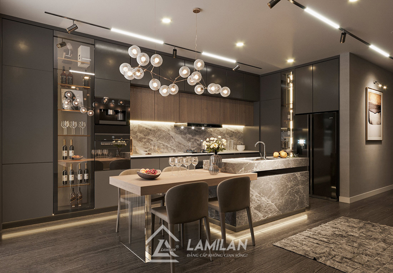 Thiết kế tủ bếp có bàn đảo 