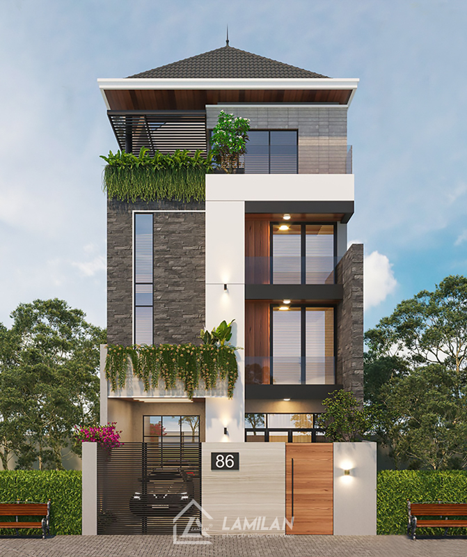 Thiết kế nhà phố 3 tầng mái thái