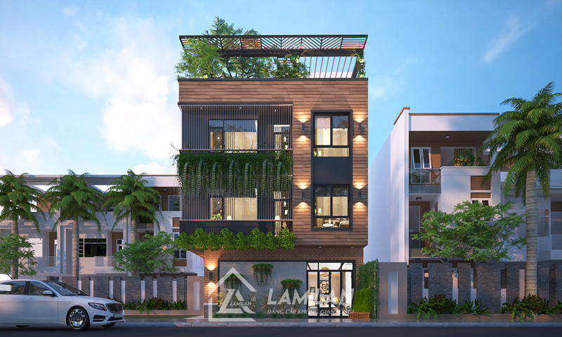 Thiết kế nhà phố 3 tầng mái bằng