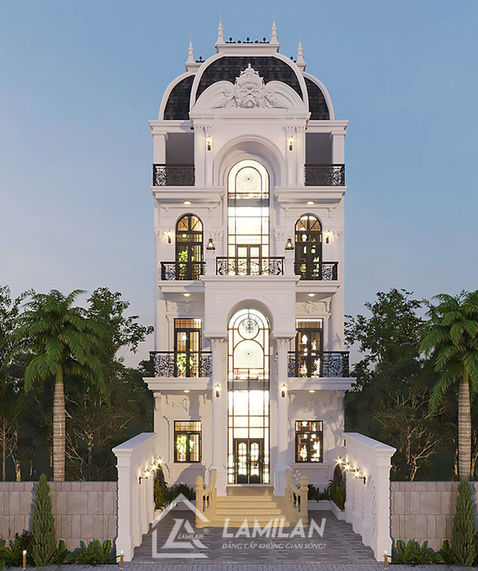 Thiết kế nhà phố 3 tầng mái Mansard