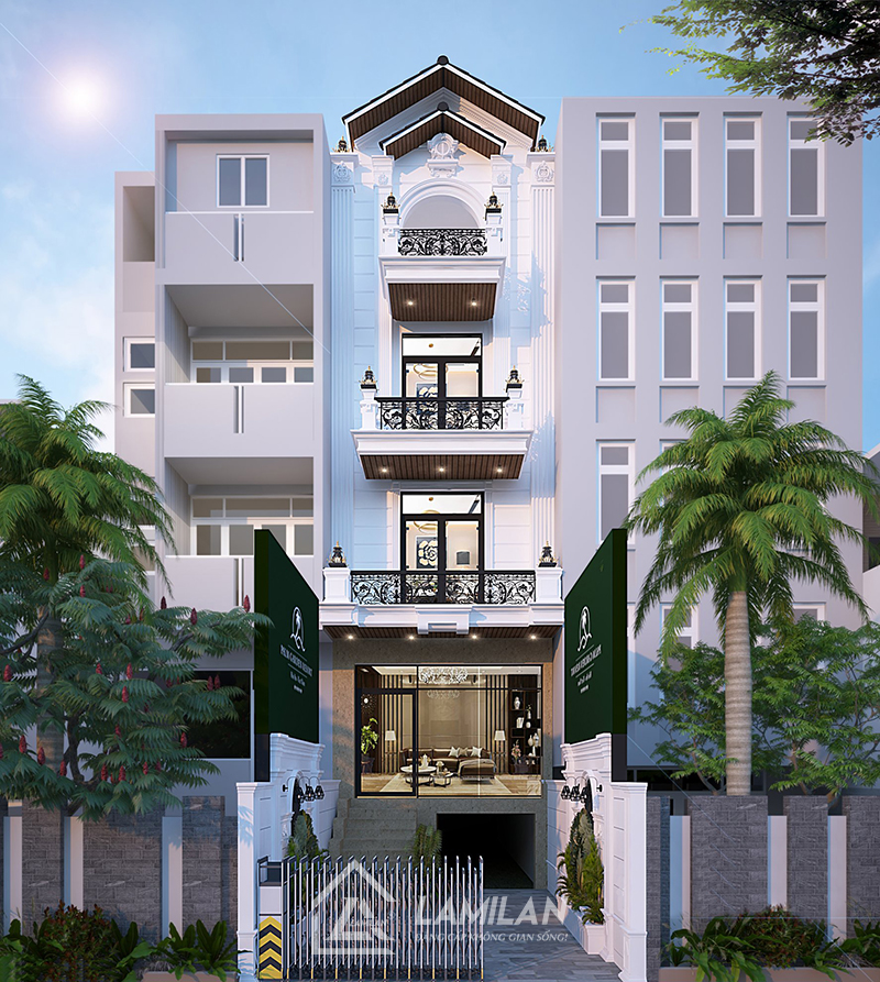 Thiết kế nhà phố hiện đại mái thái
