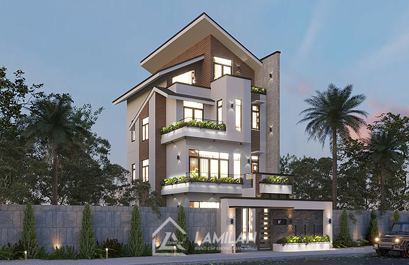 Thiết kế nhà phố hiện đại lệch tầng