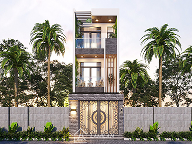 THIẾT KẾ NHÀ PHỐ 2 MẶT TIỀN, 2 TẦNG ĐẸP, HIỆN ĐẠI